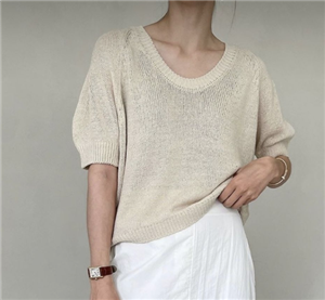 Chloe Puff Sleeve Knit (Beige/Black/Ivory)  (will ship within 1~2 weeks)