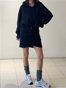 Black Iro Hooded Jersey Dress (will ship within 1~2 weeks)