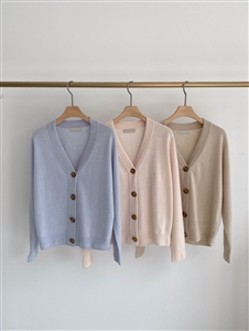 Wool Cashmere Cardigan (Pink/Sky/Beige) (will ship within 1~2 weeks)