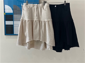 Luxury Tweed Cha Skirt (Ivory/Black) (S/M) (will ship within 1~2 weeks)